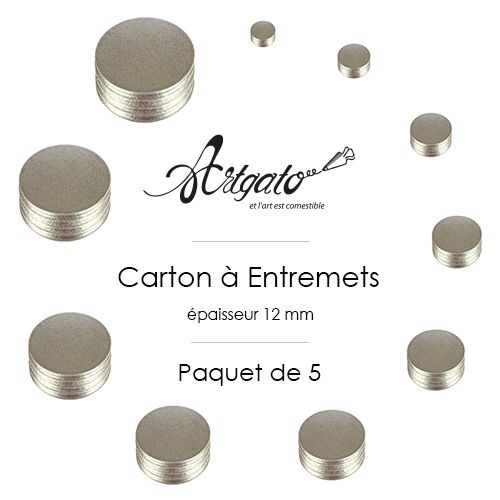 Cartons à Entremets | Argent - Ronds 12 mm d'épaisseur - Par 5